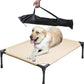 Soft Mesh Elevated Pet Bed for Large Medium Dogs Outdoor Resting Cot with Water-Resistant, Air-Permeable, Cooling and Anti-Skid Portable Dog Bed, Up to 80 lbs,33.3" L x 25.2" W x 6.9" H, Beige