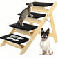 Foldable Dog Stairs/Ramp with 4 Steps - Durable Wooden Pet Stairs for Small, Medium, Large Dogs - Black (5098)