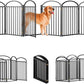 6 Panles Full Matel Freestanding Dog Gates with Door, 144"Extra Wide 32"Tall Free Standing Dog Pet Gate for Indoor & Outdoor. Foldable Pet Fences for Doorways, House, Stairs, Porch, Deck, Yard