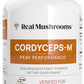 Real Mushrooms Capsules Supplements - Organic Cordyceps Mushroom Powder in Capsules - Energy and Performance Mushrooms with Verified Beta Glucans - Vegan, Non-GMO, 300 Capsules