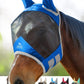 Harrison Howard Pro Luminous Horse Fly Mask Large Eye Space Standard with Ears UV Protection for Horse Signature Blue XL Extra Full Size