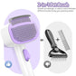 Self Cleaning Slicker Brush, 2-in-1 Cat Brush for Shedding, Skin Friendly Grooming Tool for Long & Medium-Long Hair Pets, Adjustable Bristle Length with Dematting Comb for Cats, Dogs (Purple)