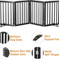 Black 37-74" Dog Gate Foldable Dog Gates for Doorways Stairs House Freestanding Pet Gate Puppy Barries 24 inches Tall