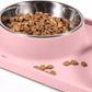 Cat Food Bowls, Cat Bowls Non-Skid and Non-Spill Silicone Pads with PP Stand, Removable Stainless Steel Food and Water Dishes for Cats, Small Size Dogs