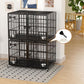 aboxoo 48 inch Stackable Heavy Duty Metal Dog Crate for 4 Dogs/Large Dog,All Metal Open Top Access,Escape Proof Cage,Dog Kennel Indoor with Wheels,Floor Grid, Tray, Divider and Feeding Bowl