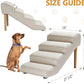 Senneny Imitation Linen Faux Leather Dog Stairs, for Pets up to 150 lbs, Waterproof, Scratch Resistant Pet Steps/Stairs with High Density Foam and Detachable Wooden Legs, Light Beige Linen, 4 Step