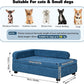 AFBKSS&BB Pet Sofa with Hidden Storage for Puppy and Cat,Linen Fabric Dog Sofa,Cat Couch with Wooden Frame (Blue)