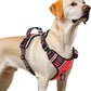 Timos Dog Harness Large Sized, No Pull with Neck Lockable Snap,No Choke Front Clip Dog Reflective Harness,Adjustable Metal Rings 3 Buckles,Easy Control Handle for Large Dogs Red L