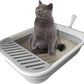 Senior Cat Litter Boxes, Collapsible Open Low Entry Cat Litter Pan with Scoop Travel Kitten Potty Foldable Pet Toilet for Sick Disabled Older Elderly Cats Grey 20.9x15.7x5.7 inch