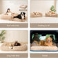 EHEYCIGA Foldable Dog Bed, Faux Fur Fluffy Dog Couch Bed, Orthopedic Calming Memory Foam Pet Bed for Small Dogs, Washable Soft Warm Pet Sofa Bed with Non-Slip Bottom, Camel, 40"x30"x6"