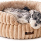 MEWOOFUN Washable Small Dog Bed, Cat Beds for Indoor Cats with Anti-Slip Bottom, Round Pet Bed for Puppy and Kitten (Camel, 24"x24"x9")
