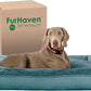 Furhaven Pillow Dog Bed for Large Dogs w/ Removable Bolsters & Washable Cover - Plush & Suede Sofa - Deep Pool, Jumbo/XL