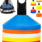 Pro Disc Cones (Set of 50) - Agility Soccer Cones with Carry Bag and Holder for Sports Training, Football, Basketball, Coaching, Practice Equipment, Kids - Includes 15 Best Cone Drills Book