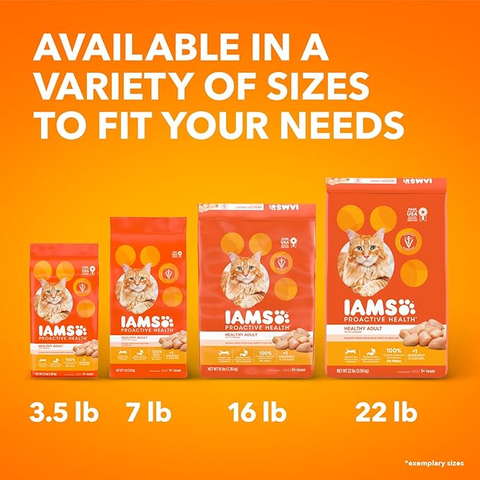 IAMS Proactive Health Adult Healthy Dry Cat Food with Chicken, 22 lb. Bag