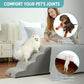 Dog Stairs for Small Dogs 19.7" H, Curved Dog Step for Puppy, Older or Cat, Medium Pet Ramp for Sofa, Couch or Bed, Ladder with High Density Foam, 15.7x28.3x19.7 inch, 4 Step, White Black