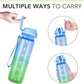 32oz Motivational Water Bottles with Time Marker & Fruit Strainer, Transparent Gradient Color Water Bottle with Times to Drink, Leakproof & BPA Free, Reusable Bottle with Strap (No Straw)