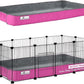 Paw Inspired Critter Box Washable Cage Liner, Reversible Fleece Bedding with Raised Sides for Guinea Pigs and Other Small Animals (2x4 (12" Grids), Gray/Pink)