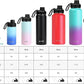 DRINCO Stainless Steel Water Bottle Spout Lid Vacuum Insulated Double Wall Water Bottle Wide Mouth (40oz 32oz 22oz 18oz 14oz) Leak Proof Keep Cold Sport Camping Hiking (32 oz, 32oz Black)