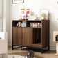 Cat Litter Box Enclosure, Large Hidden Pet Storage Cabinet Furniture with Waveform Fluted Doors & Scratching Pad, Modern Wooden Cat House Indoor for Washroom, Living Room, Bedroom, Rustic Brown