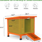Coziwow Rabbit Hutch, Outdoor Cat House Weatherproof, Bunny Cage Indoor with Openable, Portable Small Animals Shelters with Nonslip Ramp for Hideout Rabbits/Feral Cats/Chicken/Small Animals-Orange
