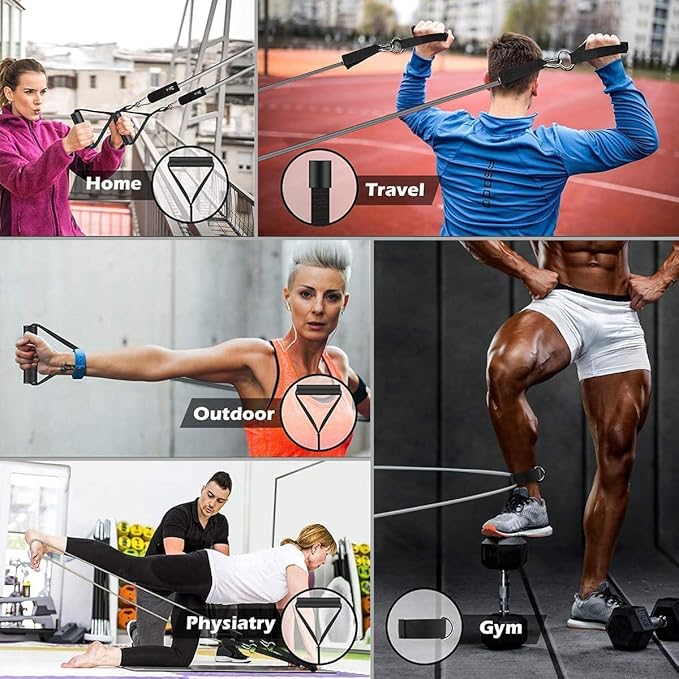 VEICK Resistance Bands, Exercise Bands for Working Out with Handles, Elastic Workout Bands for Men Women, Exercising Bands for Strength Training Equipment at Home Gym