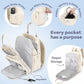 RUVALINO Diaper Bag Backpack-Multifunction Baby Travel Bag with Changing pad, Insulated Bottle Holders & Pacifier Case, Large Capacity, Waterproof, Beige