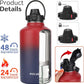 Water Bottle Insulated 32oz 40oz 64oz 128oz Straw Lid Spout Lid & 3 Lids, Leak Proof, Vacuum Insulated,Stainless Steel Water Bottle Wide Mouth for Sports, Gym or Office