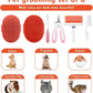 Cat Grooming Kit Set with Pet Shedding Slicker Brush Nail Clipper Trimmer Pet Massage Bath Glove Flea Comb for Bunny Puppy Kitten Guinea Pig Chinchilla Ferret Small Animals (Red, Pink)