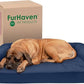 Furhaven Cooling Gel Dog Bed for Large Dogs w/ Removable Bolsters & Washable Cover, For Dogs Up to 125 lbs - Quilted Sofa - Navy (Blue), Jumbo Plus/XXL