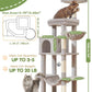 Taoqimiao MS042W Cat Tree,66-inch Large Cat Tower with Scratching Posts, Luxurious Large Platform for Big Cats with Soft Hammock, Adjustable Basket, Deluxe Cat Cando, Top Perch Light Gray