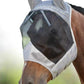 Harrison Howard CareMaster Horse Fly Mask Half Face with Ears Silver/Black Retro Small Pony