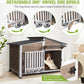 Dog House Outdoor with Bowls Weatherproof Dog Kennel with Anti-Chewing Iron Frame Dog Shelter for Small Medium Dogs(Light Brown)