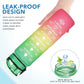 Enerbone Water Bottle, Leakproof BPA & Toxic Free, Motivational Water Bottle with Times to Drink and Straw, Fitness Sports Water Bottle with Strap for Office, Gym, Outdoor Sports