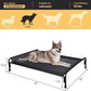 Veehoo Outdoor Elevated Dog Bed, Raised Dog Cot for Large Dogs, Cooling Washable Waterproof Pet Hammock Beds with Slope Headrest, Breathable Mesh and Sturdy Frame, Large, Black, CWC2204