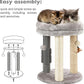 MECOOL 4in1 Small Cat Tree,Scratching Post with Tower Soft Bed, Sisal Carpet Jute Posts with Three Hanging Ball Toys and Massage Brush for Indoor Cats and Kittens