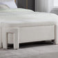 Kmax 50" Storage Ottoman Bench Modern Faux Fur Boucle Entryway Bench Comfy Upholstered End of Bed Bench for Hallway Entrance Bedroom Corner, White