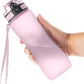 OLDLEY 25 oz Water Bottle, Motivational Water Bottle with Time Marker, Sports Water Bottle With Strap, Leakproof & BPA Free Large Water Bottles for School, Gym, Travel, Outdoor, Tritan,Pink