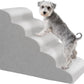 MEWANG Dog Stairs for Small & Medium Dogs and Old Cats –3/4/ 5 Steps High-Density Foam Pet Ramp for Bed & Couch, Non-Slip, Washable Cover, Grey (Round Corner, 5 Steps: 29.92''×22.83''×15.75'', 2)