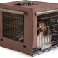 DONORO Dog Crates for Lareg Size Dogs Indoor Double Door Dog Kennels & Houses for Puppy and Cats, Collapsible Metal Contour Dog Cages (Brown, 42.0" L x 28.0" W x 31.0" H)
