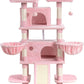 SHA CERLIN 68 Inches Multi-Level Large Cat Tree for Large Kitties/Big Cat Tower with Condo/Cozy Plush ‌Pussycat Perches/Sisal Scratching Posts and Hammocks/Activity Center/Pink