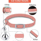 OOPSDOGGY Rolled Leather Cat Collar with Bell, Reflective Kitten Collars with Buckle Include Safety Elastic Strap - Adjustable Small Pet Collars for Boy Girl Cats (Peach)