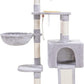 Heybly Cat Tree, Cat Tower for Indoor Cats with Scratching Board, Multi-Level Cat Furniture Condo with Feeding Bowl, Light Gray HCT010MW