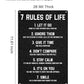 ALKB Inspirational Metal Sign for Teen Bedroom Decor - Motivational Wall Decor for Bedroom Office Girls, Boys, Teenager - 7 Rules of Life 8x12 Inch