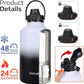 Water Bottle Insulated 32oz 40oz 64oz 128oz Straw Lid Spout Lid & 3 Lids, Leak Proof, Vacuum Insulated,Stainless Steel Water Bottle Wide Mouth for Sports, Gym or Office
