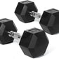 RitFit 5-650 LBS PVC Encased Hex Dumbbell Sets with Optional Rack for Home Gym, Hand weight with Chrome Handle for Strength Training, Workouts