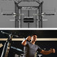 Eonfit E5 Smith Machine with Vertical Leg Press, Power Cage Squat Rack with LAT-Pull Down Cable Crossover Rotating Arms System Home Gym Equipment All in One (E5 RED)