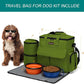 Modoker Dog Travel Bag, Weekend Pet Travel Set for Dog and Cat, Airline Approved Tote Organizer with Multi-Function Pockets and 2 Food Storage Containers, 2 Collapsible Bowls, 1 Feeding Mat (Green)