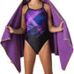 Flow Hydro Sport Towel - Microfiber Quick Dry Swimming Towels for Swim, Pool, Triathlon, and Other Water Sports in Medium, Large, Extra Large, and Hooded Sizes (Purple, Large w/Hood)