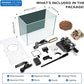 Small Aquarium Set Glass 2.6 Gallon Fish Tank, Starter Kit with Heater Self Cleaning System Efficiency Filter Bright Light Rocks Gravel Cleaning Tool, Leak-Proof Ultra-Clear Rimless Desktop Betta Tank