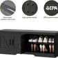 2-Tier Storage Bench, Shoe Bench with Padded Seat Cushion, Entryway Bench with 4 Barn Doors, Adjustable Shelf, 13.8" D x 47.2" W x 17.7" H, for Entryway, Living Room, Bedroom, Black